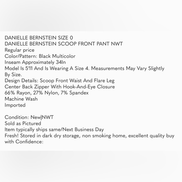DANIELLE BERNSTEIN REVOLVE SCOOP FRONT FLORAL NEOPRENE PANT SIZE 0 NWOT - Picture 4 of 4